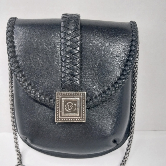 Vtg Home Interiors Special Edition Black Leather Mini Shoulder bag Metal Chain - Picture 2 of 10